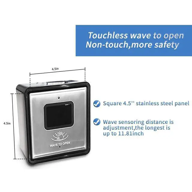 Alt view image 2 of 7 - Contactless Wireless Sensor Switch Olide-512,2PCS Wireless Square 4.5'' Stainless Steel Sensor Panel Wave Sensor Switch for Contactless Door Opener,WiFi Function Available