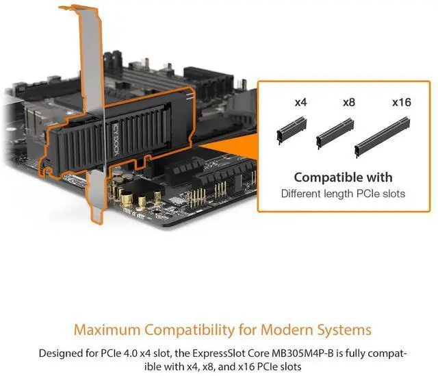 Alt view image 6 of 7 - Removable M.2 NVMe SSD to PCIe 4.0 x4 Mobile Rack Adapter Card for PCIe Expansion Slot | ExpressSlot Core MB305M4P-B