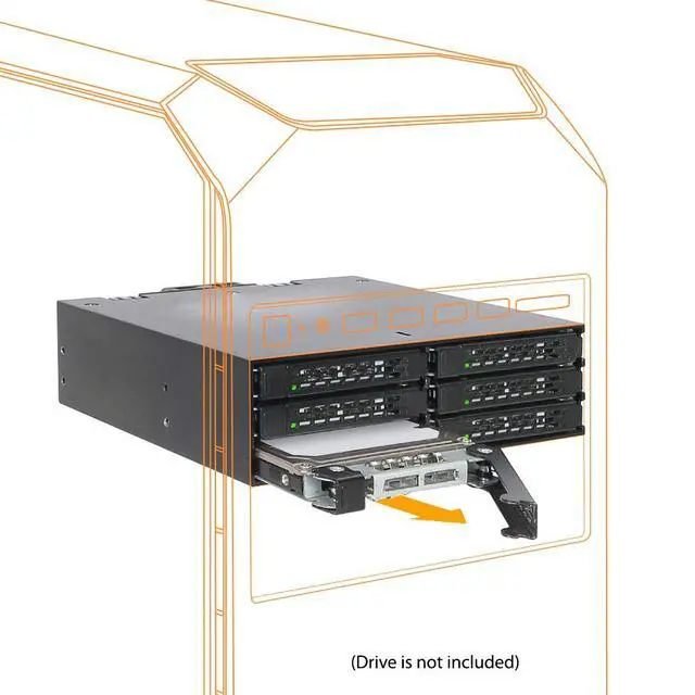 Alt view image 2 of 7 - Full Metal 6 x 2.5 SAS/SATA HDD/SSD Mobile Rack Enclosure for 5.25" Bay | ToughArmor MB996SP-6SB