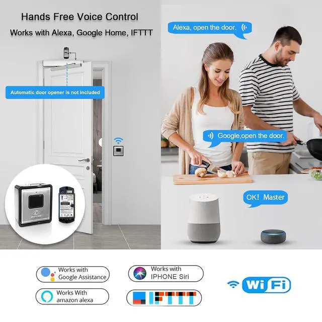 Alt view image 6 of 7 - Contactless Wireless Sensor Switch Olide-512,2PCS Wireless Square 4.5'' Stainless Steel Sensor Panel Wave Sensor Switch for Contactless Door Opener,WiFi Function Available