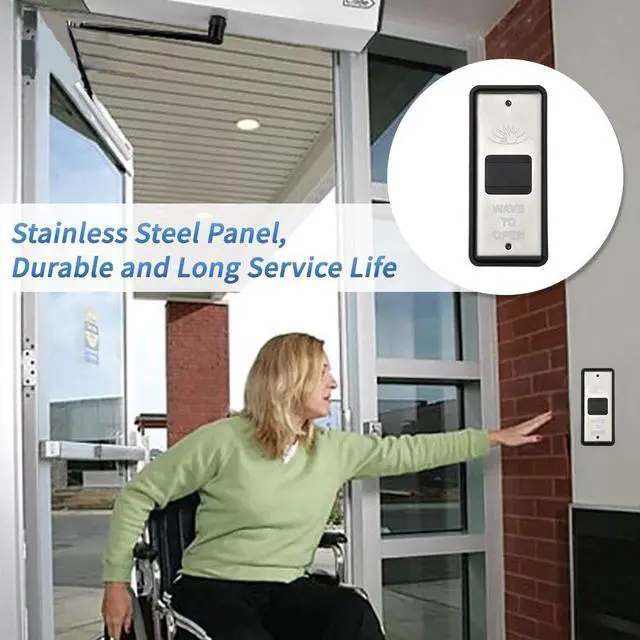 Alt view image 2 of 6 - Wireless Wave Sensor Door Opener Switch,2PCS Wilress Narrow Stainless Steel Wave Sensor to Open Door Switch Olide-508 and High Stability Receiver,with WiFi Function