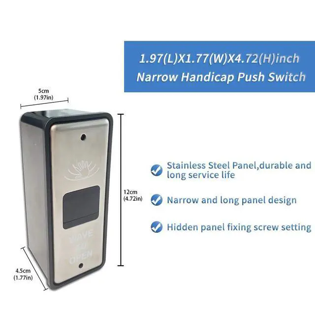 Alt view image 3 of 6 - Wireless Wave Sensor Door Opener Switch,2PCS Wilress Narrow Stainless Steel Wave Sensor to Open Door Switch Olide-508 and High Stability Receiver,with WiFi Function