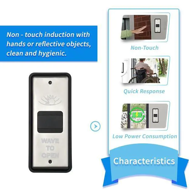 Alt view image 6 of 6 - Wireless Wave Sensor Door Opener Switch,2PCS Wilress Narrow Stainless Steel Wave Sensor to Open Door Switch Olide-508 and High Stability Receiver,with WiFi Function