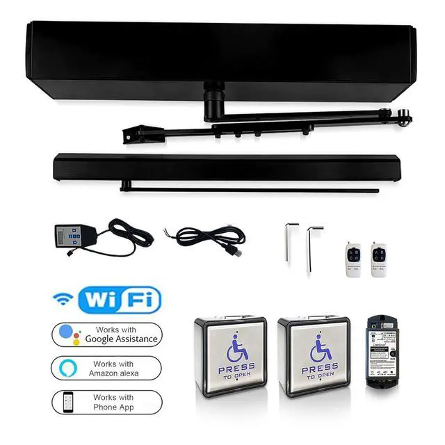 Alt view image 5 of 7 - Black Color Auto Door Opener Wireless with Wireless&Wired 2-in-1 4.5'' Square Handicap Push Switches Olide-510