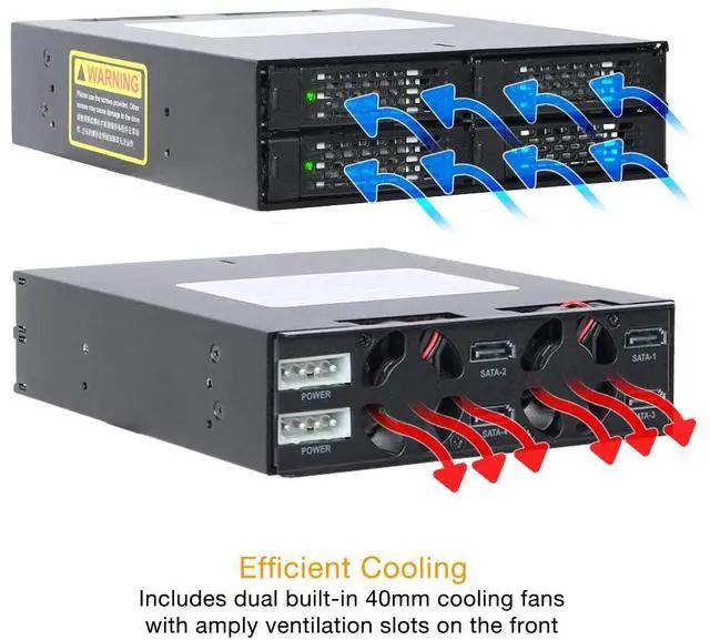 Alt view image 4 of 7 - Rugged 4 x 2.5 SAS/SATA HDD/SSD Mobile Rack Enclosure for 5.25" Bay | ToughArmor MB994SP-4S