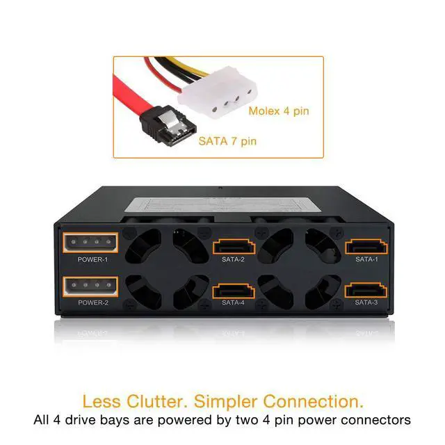 Alt view image 6 of 7 - Rugged 4 x 2.5 SAS/SATA HDD/SSD Mobile Rack Enclosure for 5.25" Bay | ToughArmor MB994SP-4S