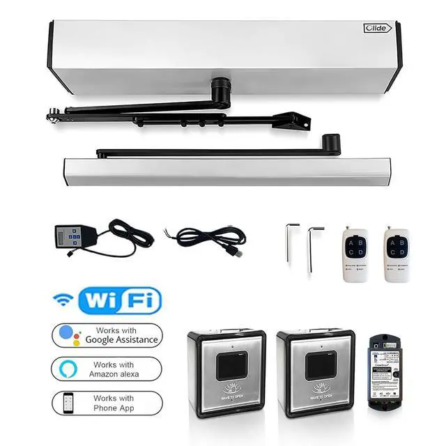 Alt view image 2 of 7 - Olide-120B Sensor Open Automatic Touchless Swing Door with 2pcs Olide-512 Touchless Wireless Wave to Open Switch