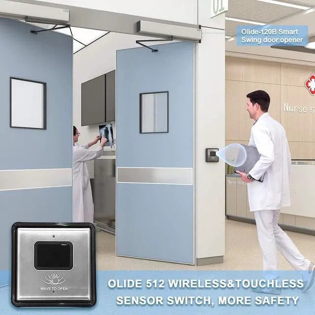 Alt view image 5 of 7 - Contactless Wireless Sensor Switch Olide-512,2PCS Wireless Square 4.5'' Stainless Steel Sensor Panel Wave Sensor Switch for Contactless Door Opener,WiFi Function Available