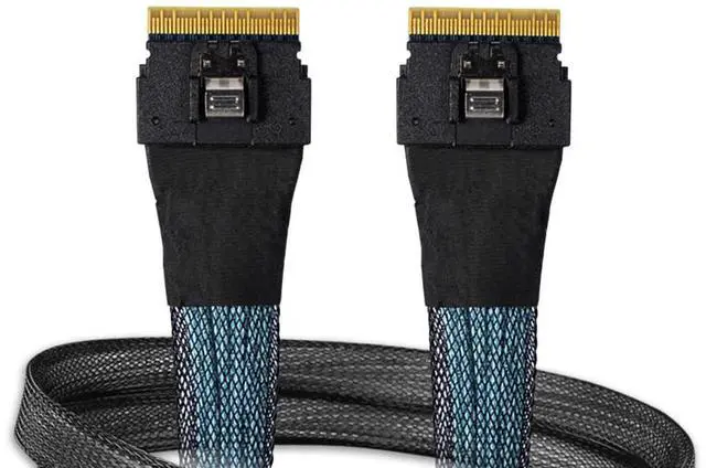 Main image of SlimSAS 8i SFF-8654 to SlimSAS 8i SFF-8654 Cable 0.5M | MB406L-B