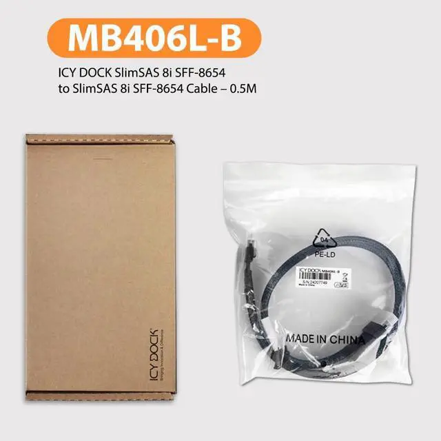 Alt view image 5 of 6 - SlimSAS 8i SFF-8654 to SlimSAS 8i SFF-8654 Cable 0.5M | MB406L-B