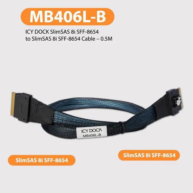 Alt view image 4 of 6 - SlimSAS 8i SFF-8654 to SlimSAS 8i SFF-8654 Cable 0.5M | MB406L-B
