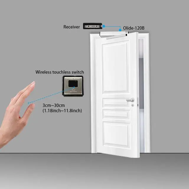 Alt view image 6 of 7 - Olide-120B Sensor Open Automatic Touchless Swing Door with 2pcs Olide-512 Touchless Wireless Wave to Open Switch