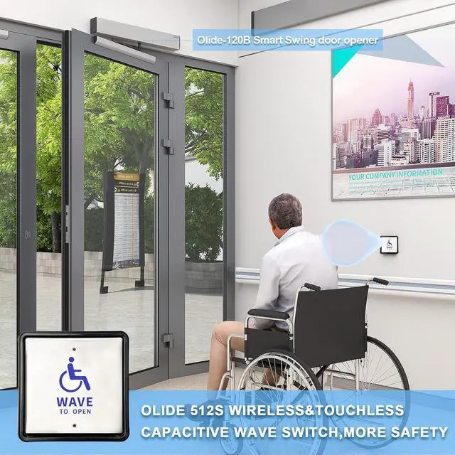 Alt view image 4 of 7 - Wireless Handicap Door Opener,Pair with 2PCS Wireless Capacitive Square Wave Switch Olide-512S,WiFi Function Available
