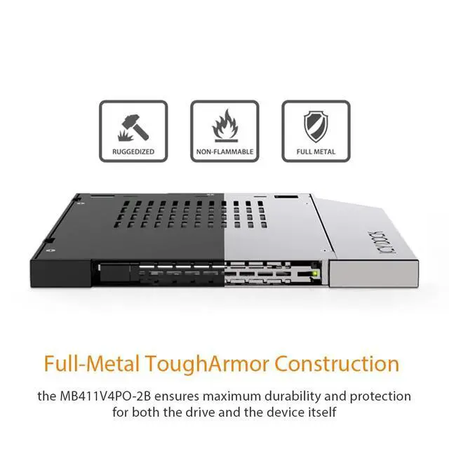 Alt view image 5 of 7 - ToughArmor MB411V4PO-2B 7mm U.2/U.3 SSD Mobile Rack Adapter for 9.5mm Ultra Slim ODD Drive Bay (1 x OCulink 4i SFF-8612)