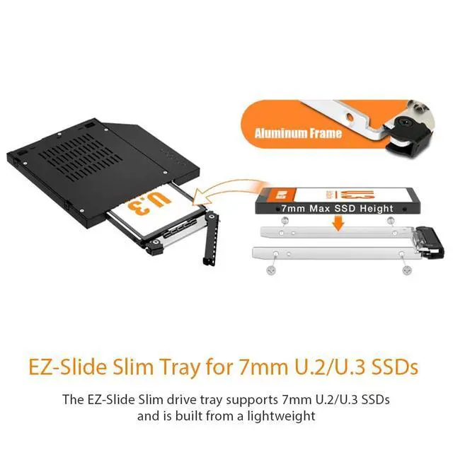 Alt view image 4 of 7 - ToughArmor MB411V4PO-2B 7mm U.2/U.3 SSD Mobile Rack Adapter for 9.5mm Ultra Slim ODD Drive Bay (1 x OCulink 4i SFF-8612)