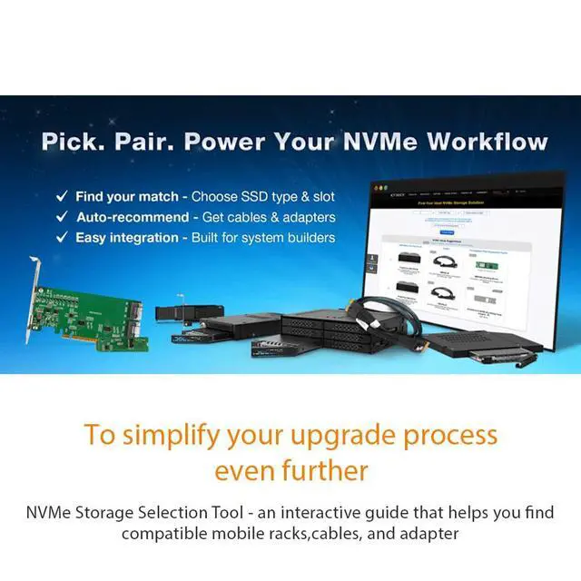 Alt view image 7 of 7 - ToughArmor MB411V4PO-2B 7mm U.2/U.3 SSD Mobile Rack Adapter for 9.5mm Ultra Slim ODD Drive Bay (1 x OCulink 4i SFF-8612)