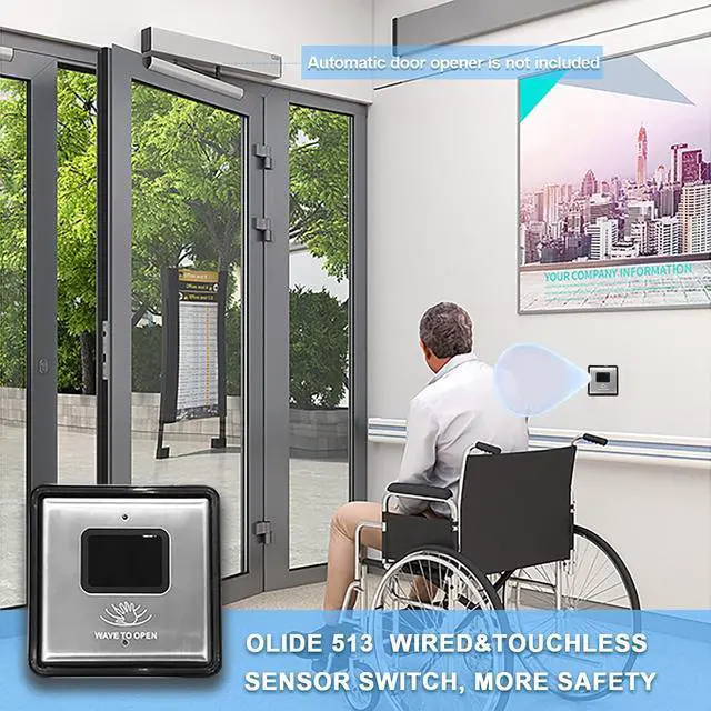 Alt view image 3 of 6 - High IP Class Hands Free Button for Outdoor Access Control,Touch Free Waterproof Square Hand Wave Single Button Olide-513,Stainless Steel Panel,Sensoring Distance Adjustable