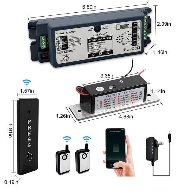 Alt view image 4 of 6 - Door Access Control System,Remote Control Door,Compatible with Phone APP,Alexa,Google,with 2.4G Wireless Smart WiFi Built in Receiver+Electric Strike +FoB Key+Slimline Wireless Push Button