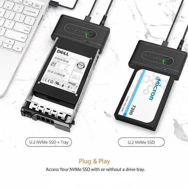 Alt view image 2 of 7 - USB 3.2 Gen 2 (10Gbps) to U.2 NVMe SSD Thunderbolt 4 Port Compatible Reader Adapter with USB-C+A Cables | EZ-Adapter Ex MB931U-1VB R1