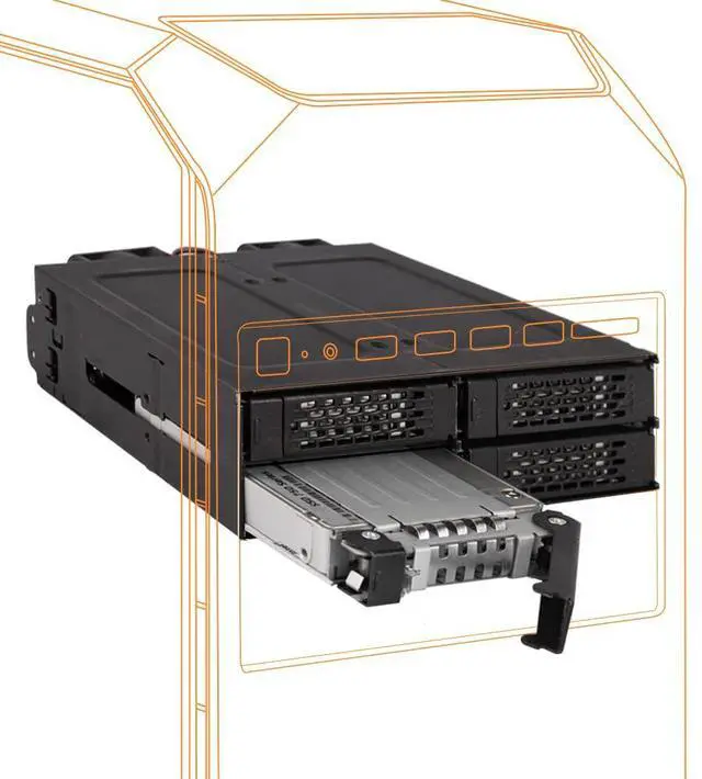 Main image of 4 x 2.5 NVMe U.2/U.3 SSD PCIe 4.0 Mobile Rack for 5.25" Bay with OCuLink | ToughArmor MB699VP-B V3