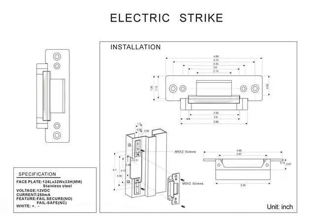 Alt view image 4 of 4 - Electric Strike for Handicap Door Opener,Stainless Steel DC12V 880lbs Electric Lock NO or NC Lock Adjustable,Automatic Swing Door Lock