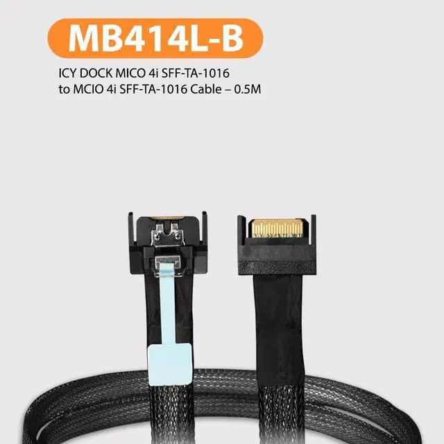 Alt view image 2 of 7 - Mico 4I SFF-A-1016 To Mcio 4I SFF-TA-1016 Cable 0.5M - MB414L-B