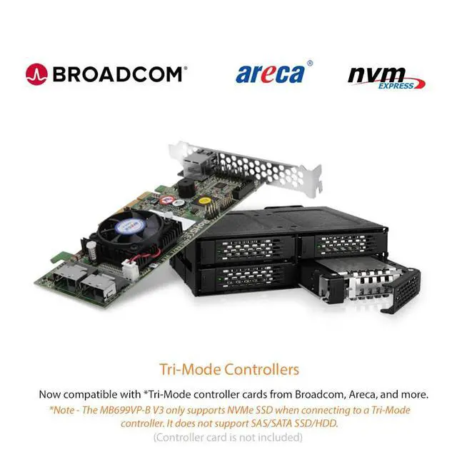 Alt view image 2 of 7 - 4 x 2.5 NVMe U.2/U.3 SSD PCIe 4.0 Mobile Rack for 5.25" Bay with OCuLink | ToughArmor MB699VP-B V3