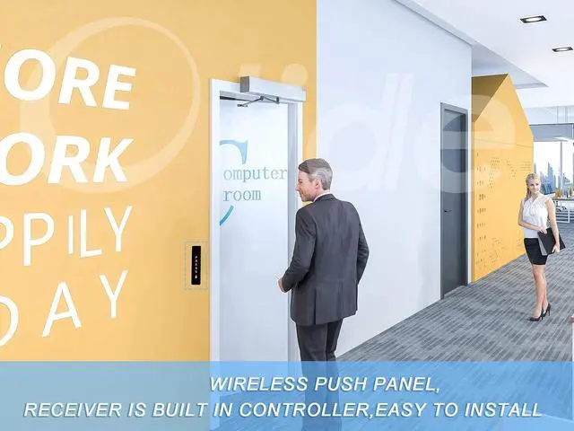 Alt view image 4 of 6 - Wireless Push Open Commercial Hospital/Home/Office/Shopping Mall Swing Door Opener for Max Door Weight 264lbs with Wireless Slimline Push Buttons