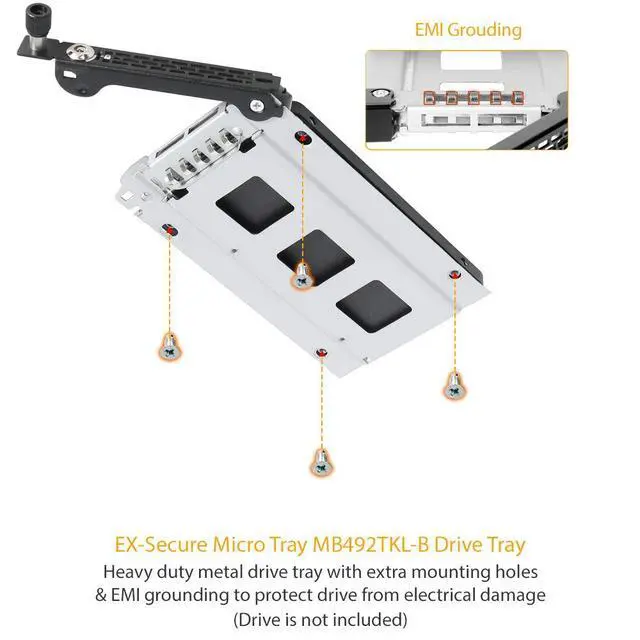Alt view image 6 of 7 - Rugged Full Metal 2 x 2.5 SATA/SAS HDD & SSD Mobile Rack for External 3.5" Drive Bay with Key Lock & Thumb Screw Design | ToughArmor MB492SKL-B