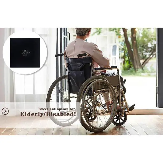 Alt view image 3 of 7 - Wireless Infrared Non-Touch Switch M-605MHW for Electric Door Opener,Hand Wave Sensor Open Door,Sensoring Distance Adjustable,Include 2PCS Wireless Switches and 1PCS Wired Receiver (Black)