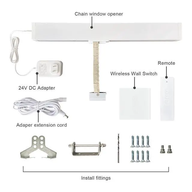 Alt view image 7 of 7 - Automatic Electric WiFi Window Opener Closer,Remote Control Window via APP,with Wireless Remote Control and Wireless Push Button,23-3/5'' Running Trip