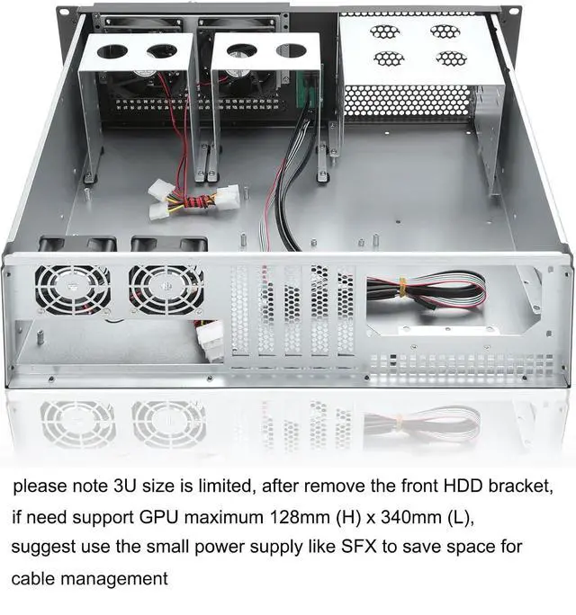 Alt view image 5 of 7 - 3u Rackmount Server Chassis MATX/Mini-ITX 3x5.25 Support ATX PSU with Either top/Bottom or Side Cooling and SFX PSU (Need to use The ATX to SFX braccket in Screw Box)
