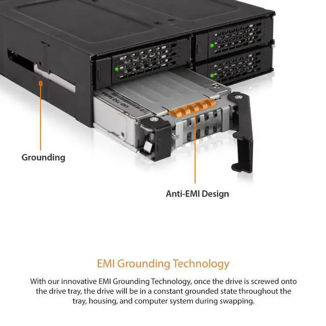 Alt view image 5 of 7 - 4 x 2.5 NVMe U.2/U.3 SSD PCIe 4.0 Mobile Rack for 5.25" Bay with OCuLink | ToughArmor MB699VP-B V3