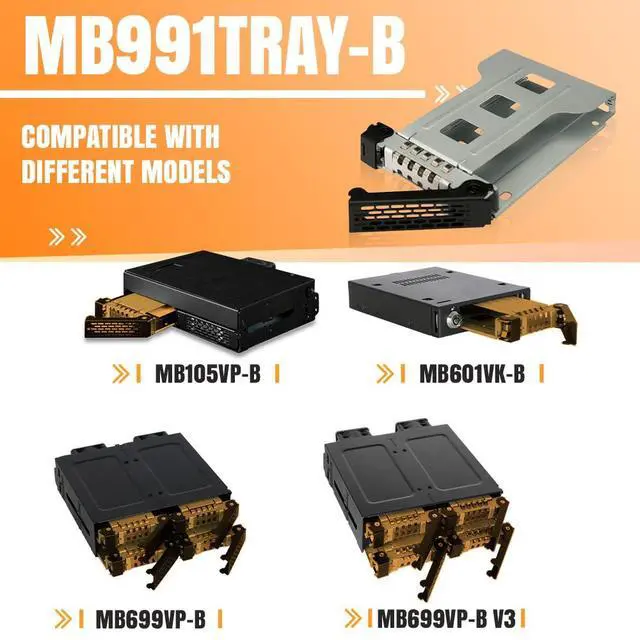 Alt view image 7 of 7 - 4 x 2.5 NVMe U.2/U.3 SSD PCIe 4.0 Mobile Rack for 5.25" Bay with OCuLink | ToughArmor MB699VP-B V3