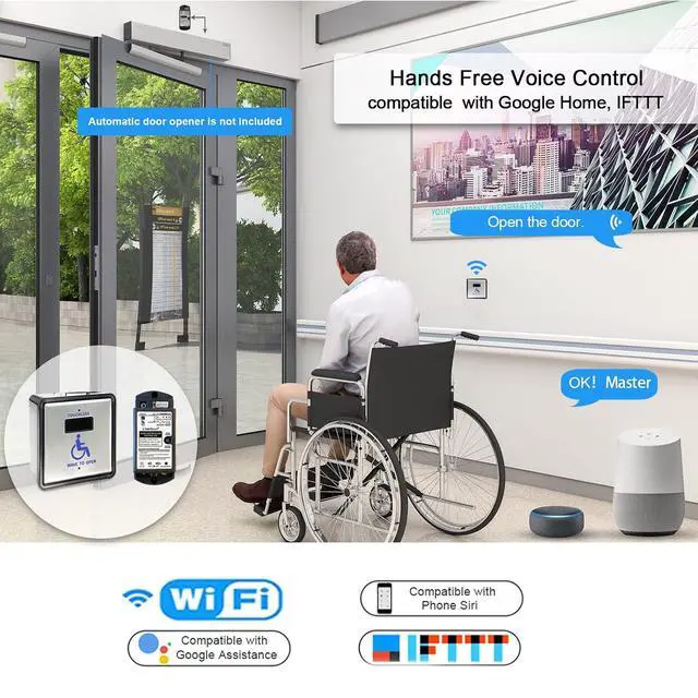 Alt view image 2 of 7 - Handicap Touchless Wave Hand Sensor Switch,Wireless Single Handicap Sensor Button Olide-512N,Compatible for Alexa,Google,Phone APP