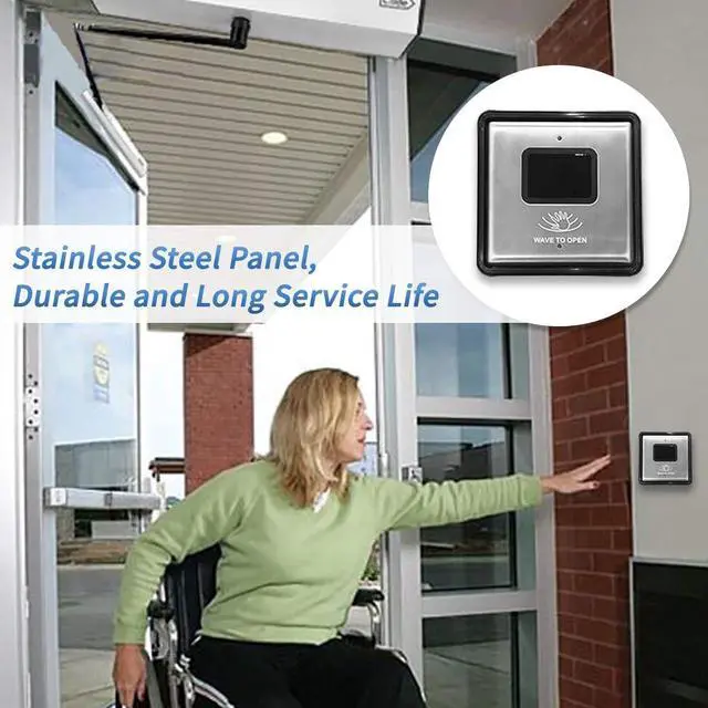 Alt view image 4 of 7 - Contactless Wireless Sensor Switch Olide-512,2PCS Wireless Square 4.5'' Stainless Steel Sensor Panel Wave Sensor Switch for Contactless Door Opener,WiFi Function Available