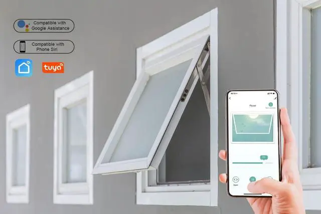 Alt view image 5 of 7 - Smart WiFi Window Opener TUYA APP Control, Phone App Control Electric Open Window with 19-4/5'' Running Trip