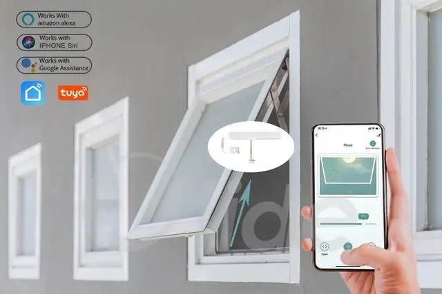 Alt view image 4 of 7 - Smart WiFi Automatic Window Opener,Opening/Closing Time Setting Available via Phone APP,with 15-3/4'' Running Trip,Workable with Alexa&Google Assistant