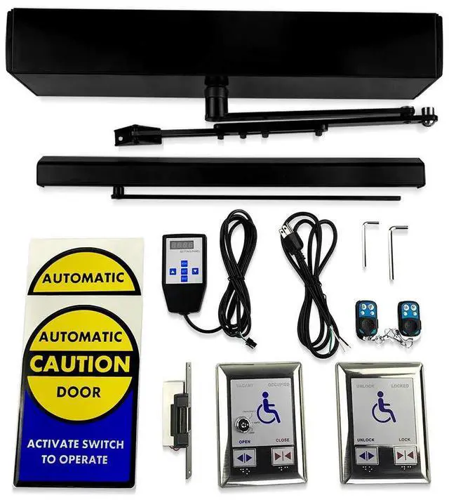 Main image of DSW120 Black Color Electric Door Openers with Remote Complete Kit+1SET Washroom Switch with Inside and Outside Stainless Steel Panel+1PCS 550lbs Fail Safety Electric Strike