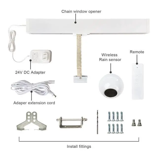Alt view image 2 of 7 - Home Automatic Window Opener with Running Trip 11-4/5'',Smart WiFi Electric Single Chain Window Opener for Skylight,Compatible for Alexa,Google Home,Phone APP,with Wireless Rain Sensor