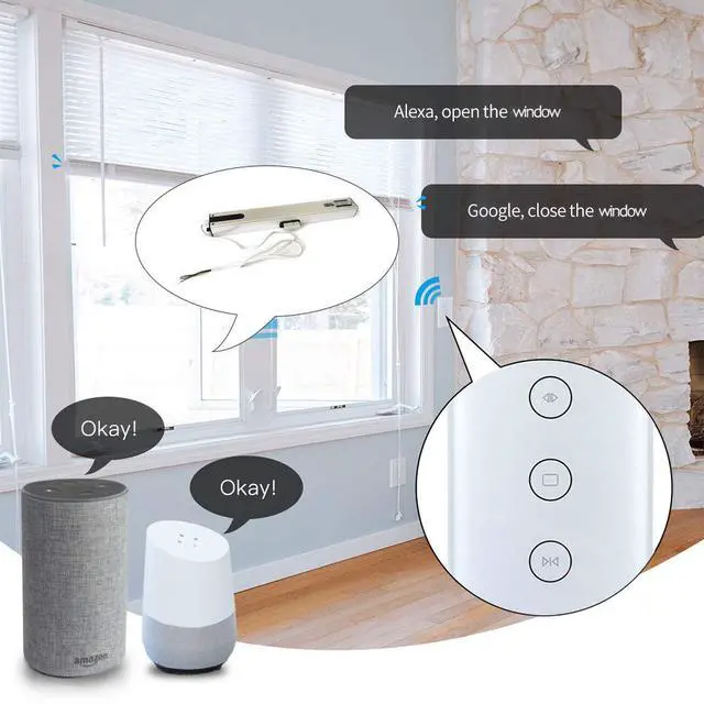Alt view image 3 of 7 - Intelligent Smart AC Motor Automatic Window Opener with Wired US Standard WiFi Push Panel Phone App Control,Compatible for Alexa&Google Assistance Aluminum Alloy