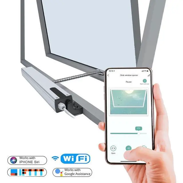 Alt view image 2 of 7 - Intelligent Smart AC Motor Automatic Window Opener with Wired US Standard WiFi Push Panel Phone App Control,Compatible for Alexa&Google Assistance Aluminum Alloy