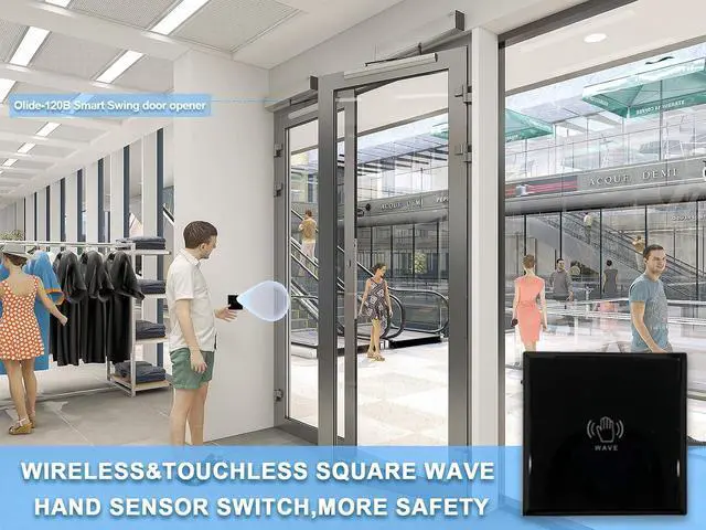 Alt view image 2 of 7 - Automatic Door Operator Residential Swing Door Wireless+1PCS Wireless Touchless Hand Wave Sensor+1PCS 2.4G Receiver+1PCS Stainless Steel 550lbs Fail Safety Electric Strike