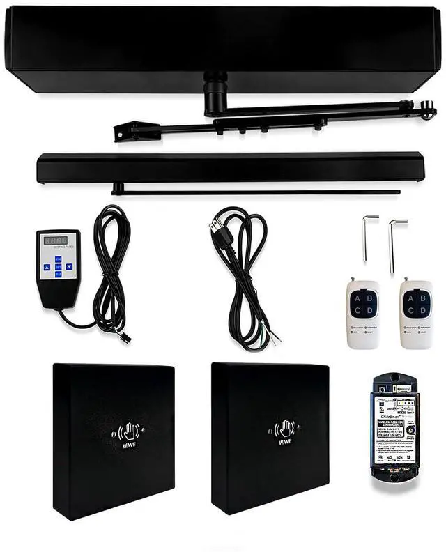 Main image of Smart Automatic Electric Door Opener Operator in Black Color Compatible for Alexa,Google Assistant,with 2PCS Wireless Black Infrared Non-Touch Switches M-605MHW and 1PCS Smart WiFi Receiver