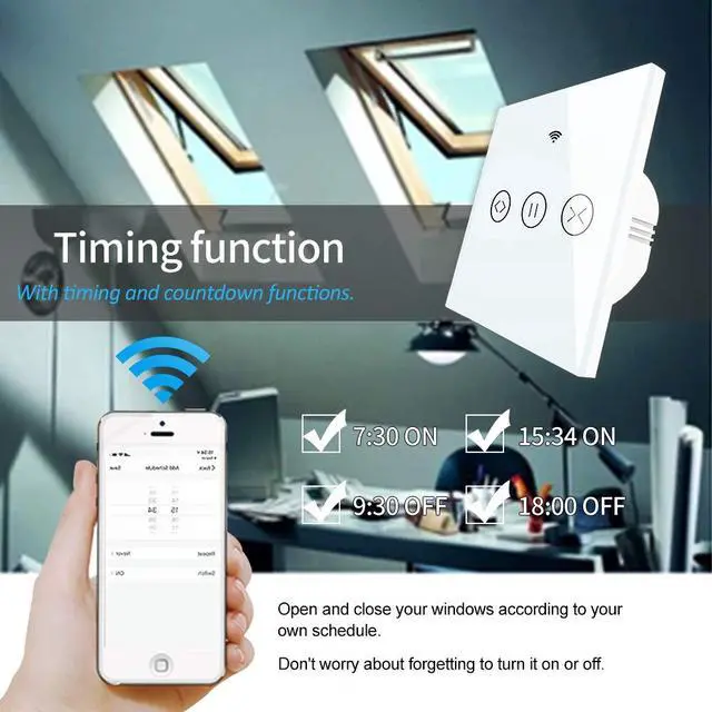 Alt view image 4 of 7 - Intelligent Smart AC Motor Automatic Window Opener with Wired US Standard WiFi Push Panel Phone App Control,Compatible for Alexa&Google Assistance Aluminum Alloy