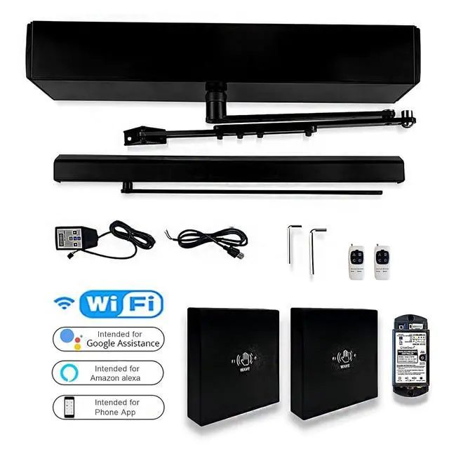 Alt view image 4 of 7 - Smart Automatic Electric Door Opener Operator in Black Color Compatible for Alexa,Google Assistant,with 2PCS Wireless Black Infrared Non-Touch Switches M-605MHW and 1PCS Smart WiFi Receiver
