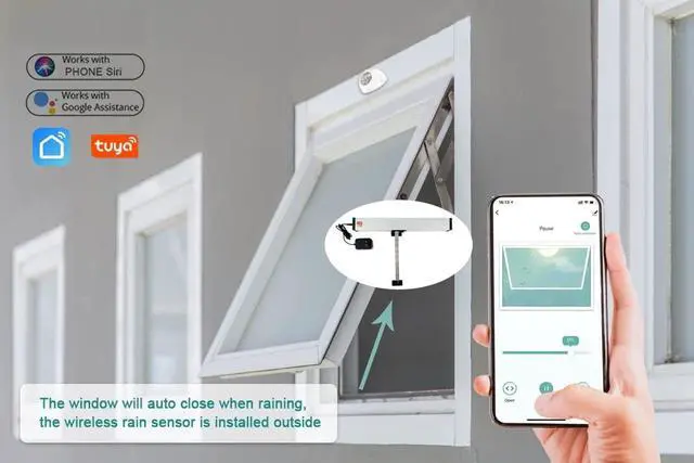 Alt view image 2 of 7 - Smart WiFi Electric/Automatic Single Chain Window Actuator with Wireless Rain Sensor with 19.68inch Travel Distance,Compatible for Alexa,Google Home,TUYA APP
