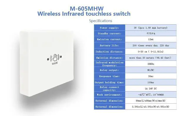 Alt view image 7 of 7 - Smart WiFi Automatic Touch Free Door Opener Compatible for Alexa,Google Assistant,with 2PCS Wireless White Infrared Have Wave Sensor Switches M-605MHW and 1PCS Wired Receiver (Silver Grey)