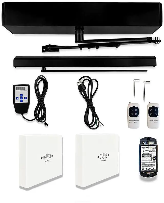 Main image of Smart WiFi Black Automatic Touch Free Door Opener Compatible for Alexa,Google Assistant,with 2PCS Wireless White Infrared Have Wave Sensor Switches M-605MHW and 1PCS Wired Receiver