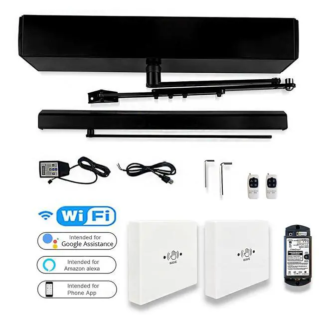 Alt view image 5 of 7 - Smart WiFi Black Automatic Touch Free Door Opener Compatible for Alexa,Google Assistant,with 2PCS Wireless White Infrared Have Wave Sensor Switches M-605MHW and 1PCS Wired Receiver
